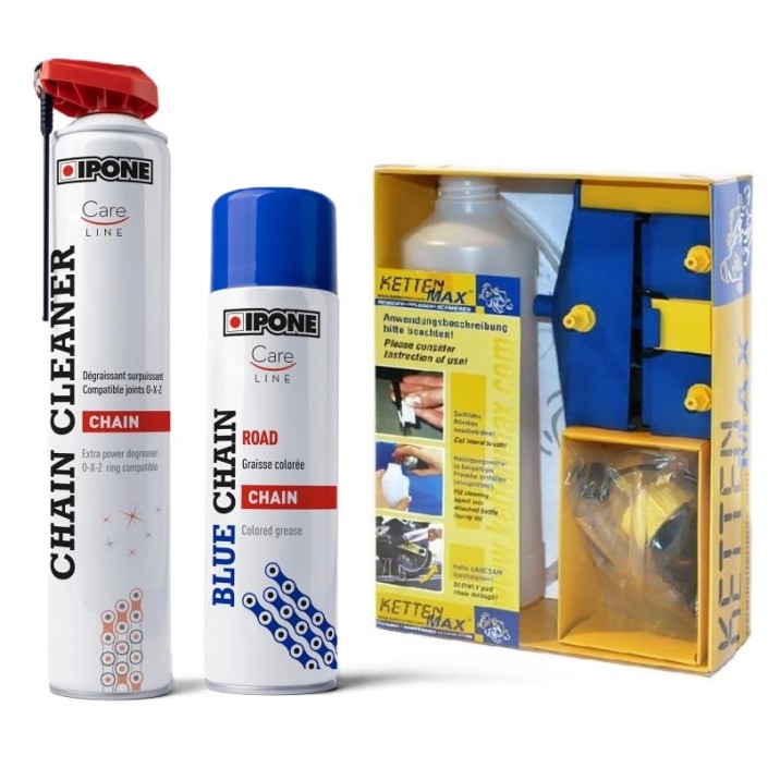 KETTENMAX & IPONE - Kit curatare + ungere lant, varianta ROAD [ALBASTRU]