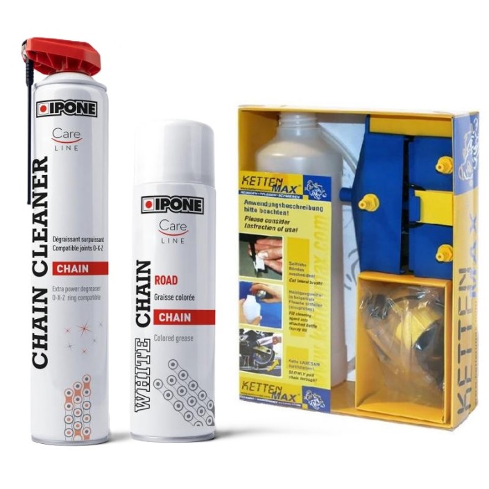 KETTENMAX & IPONE - Kit curatare + ungere lant, varianta ROAD [ALB]