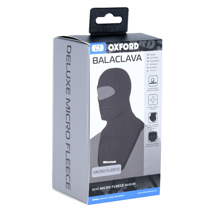 OXFORD - Cagula MICRO FLEECE cu protectie gat si pieptar [neck tube], negru