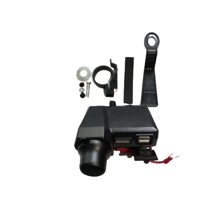 Priza moto auto, 3.4a Fast Charge, 2 porturi usb, voltmetru, port bricheta, include 2 tipuri de prindere