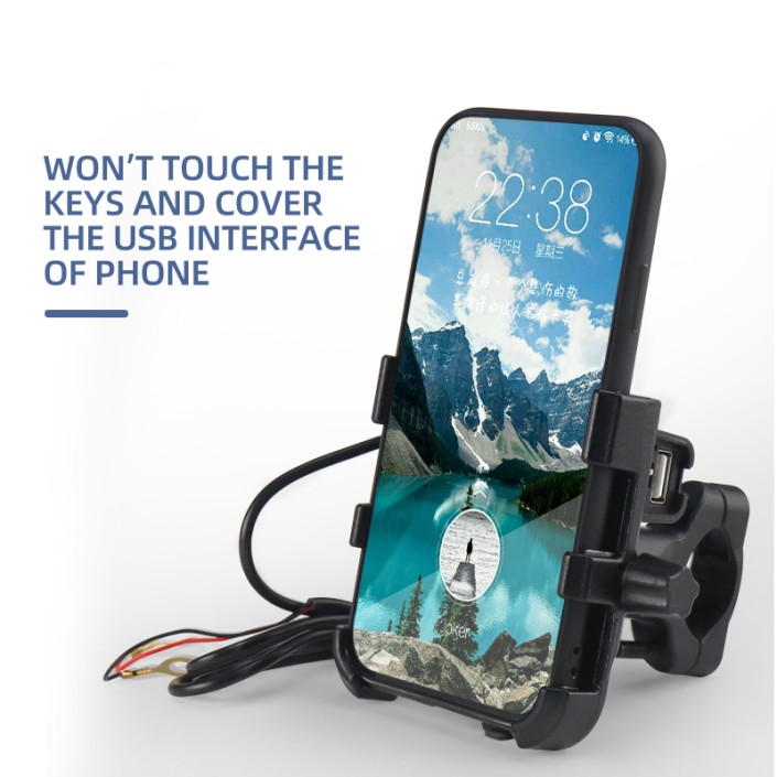 Suport telefon moto,atv, aluminiu, usb charge 2.1a, prindere ghidon Suport telefon moto,atv, aluminiu, usb charge 2.1a, prindere ghidon