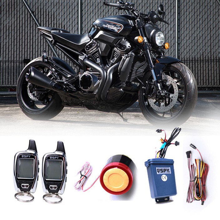 Alarma motocicleta, scuter, atv, functie pornire motor, senzor perimetru, senzor soc, actionare de la 5000 m, pager, 2 telecomenzi cu display Alarma motocicleta, scuter, atv, functie pornire motor, senzor perimetru, senzor soc, actionare de la 5000 m, pager, 2 telecomenzi cu display