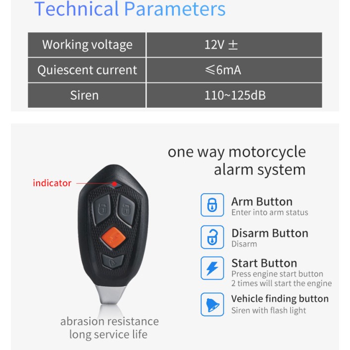 Set alarma motocicleta,scuter,atv,functie pornire motor