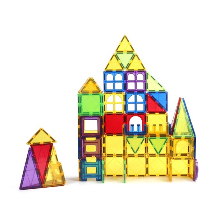 Set de constructie Magnetic Tiles, MagBlock, 100 piese 3D, Multicolor Set de constructie Magnetic Tiles, MagBlock, 100 piese 3D, Multicolor