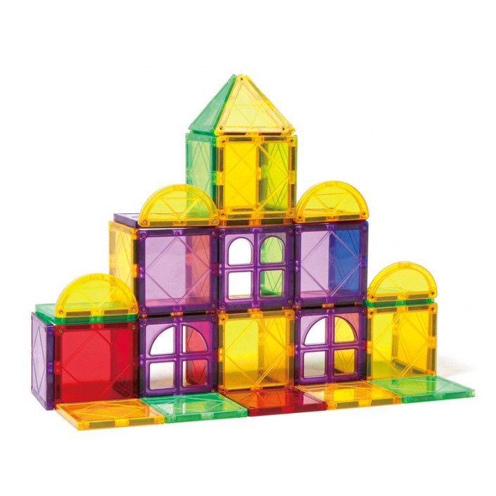 Set de constructie Magnetic Tiles, MagBlock, 100 piese 3D, Multicolor Set de constructie Magnetic Tiles, MagBlock, 100 piese 3D, Multicolor