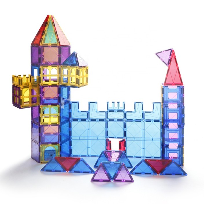 Set de constructie Magnetic Tiles, MagBlock, 100 piese 3D, Multicolor Set de constructie Magnetic Tiles, MagBlock, 100 piese 3D, Multicolor