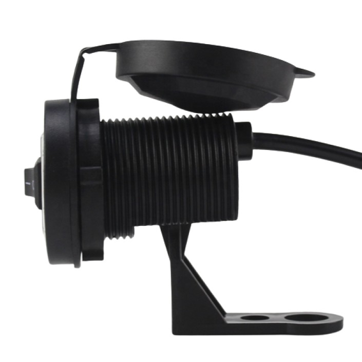 Priza moto auto, dublu usb, 2.1 a, prindere ghidon/oglinda, waterproof, led albastru Priza moto auto, dublu usb, 2.1 a, prindere ghidon/oglinda, waterproof, led albastru