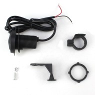 Priza moto auto, dublu usb, 2.1 a, prindere ghidon/oglinda, waterproof, led albastru