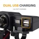 Priza moto auto, 3.4a Fast Charge, 2 porturi usb, voltmetru, port bricheta, include 2 tipuri de prindere