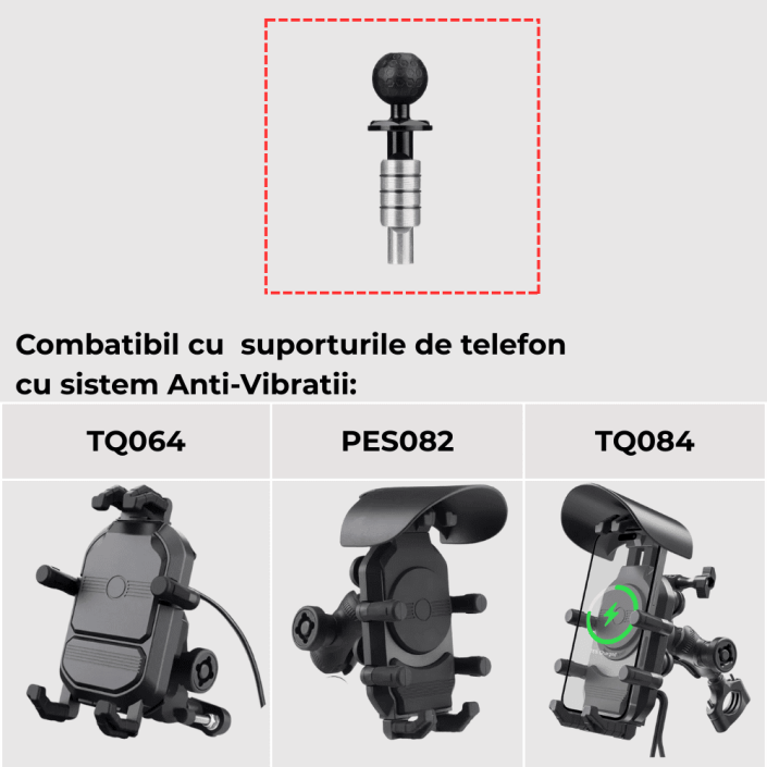 Adaptor Montare Suport Telefon Moto în Jug Furcă Motocicletă – Compatibil cu Suporturi telefon moto cu Anti-Vibrații Motowolf 