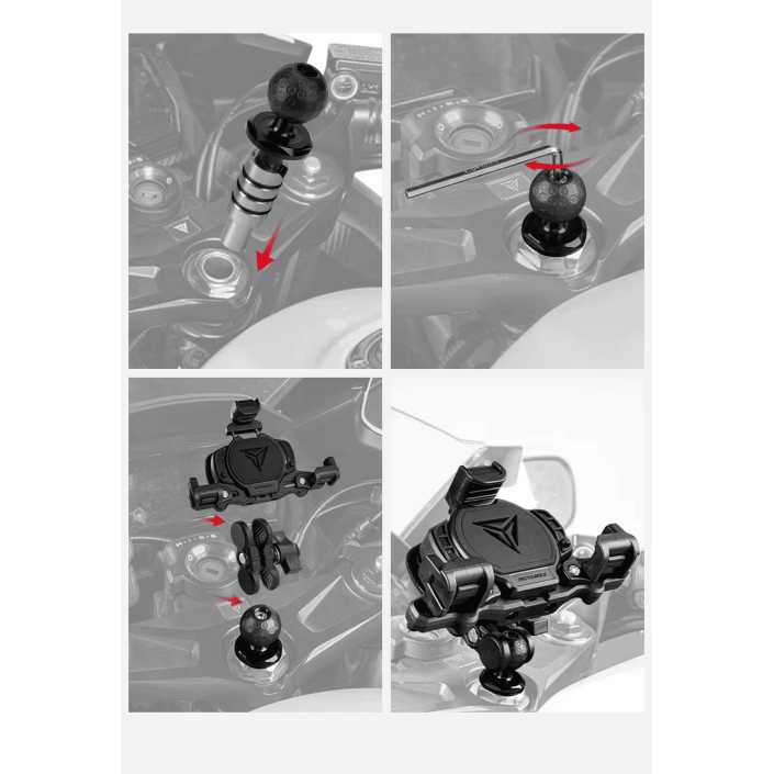 Adaptor Montare Suport Telefon Moto în Jug Furcă Motocicletă – Compatibil cu Suporturi telefon moto cu Anti-Vibrații Motowolf 