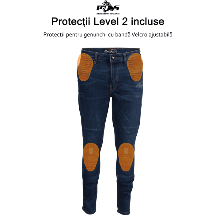 Blugi Moto PES Blue Jeans – Protecții Nivel 2, Material PES Invicta Technology™ Certificare AA Blugi Moto PES Blue Jeans – Protecții Nivel 2, Material PES Invicta Technology™ Certificare AA