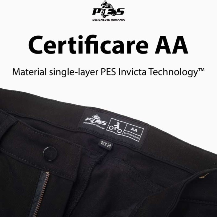 Blugi Moto PES Cargo Core – Protecții Nivel 2, Material PES Invicta Technology™  Certificare AA, Negri
