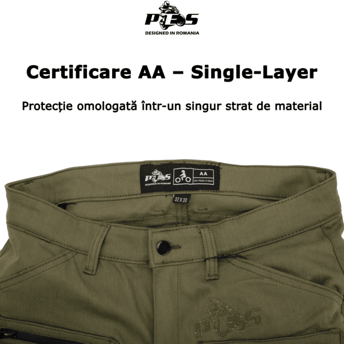 Blugi Moto PES Cargo Core – Protecții Nivel 2, Material PES Invicta Technology™  Certificare AA, Verzi