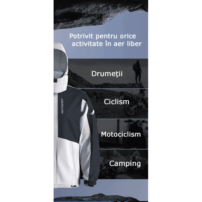 Costum de Ploaie Moto Motowolf V5 – Geacă și Pantaloni Impermeabili cu Elemente Reflectorizante, Glugă și Protecție Completă, Albastru/Gri Costum de Ploaie Moto Motowolf V5 – Geacă și Pantaloni Impermeabili cu Elemente Reflectorizante, Glugă și Protecție Completă, Albastru/Gri