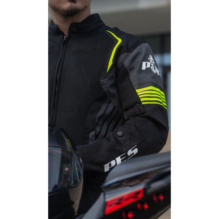 Geacă Moto de Vară PES Grand Air 2.0 cu Protecții CE Level 2 | Membrană Impermeabilă 3 în 1 | Certificare AA, Verde