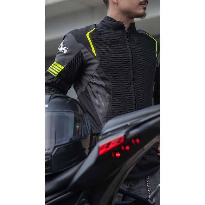 Geacă Moto de Vară PES Grand Air 2.0 cu Protecții CE Level 2 | Membrană Impermeabilă 3 în 1 | Certificare AA, Verde