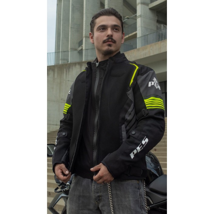 Geacă Moto de Vară PES Grand Air 2.0 cu Protecții CE Level 2 | Membrană Impermeabilă 3 în 1 | Certificare AA, Verde