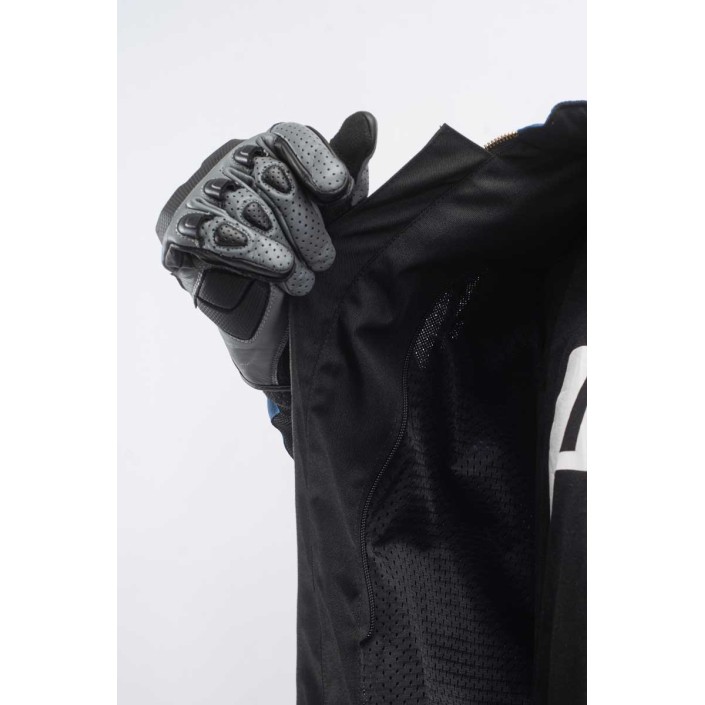 Geacă moto de vară pentru bărbați PES Grand Air Blue – mesh ventilat, protecții Level 2, certificare AA, membrană de ploaie detașabilă