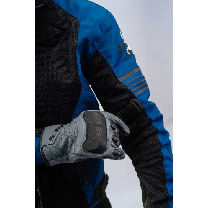 Geacă moto de vară pentru bărbați PES Grand Air Blue – mesh ventilat, protecții Level 2, certificare AA, membrană de ploaie detașabilă