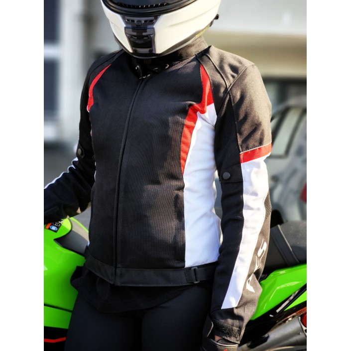 Geacă Moto de Vară pentru Dame PES Lady Red – Mesh Respirabil, Protecții Level 2, Mesadă de Ploaie Detașabilă