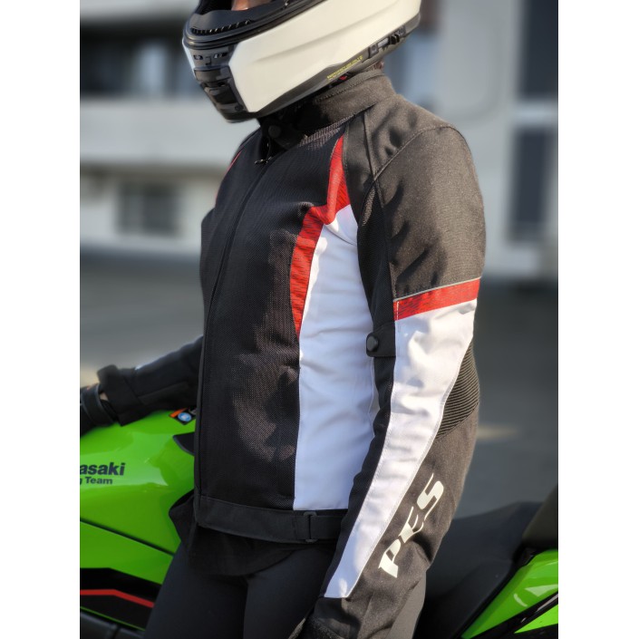 Geacă Moto de Vară pentru Dame PES Lady Red – Mesh Respirabil, Protecții Level 2, Mesadă de Ploaie Detașabilă