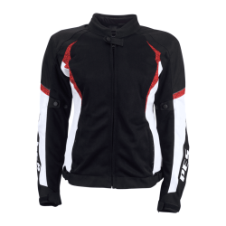Geacă Moto de Vară pentru Dame PES Lady Red – Mesh Respirabil, Protecții Level 2, Mesadă de Ploaie Detașabilă