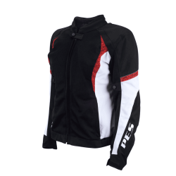 Geacă Moto de Vară pentru Dame PES Lady Red – Mesh Respirabil, Protecții Level 2, Mesadă de Ploaie Detașabilă