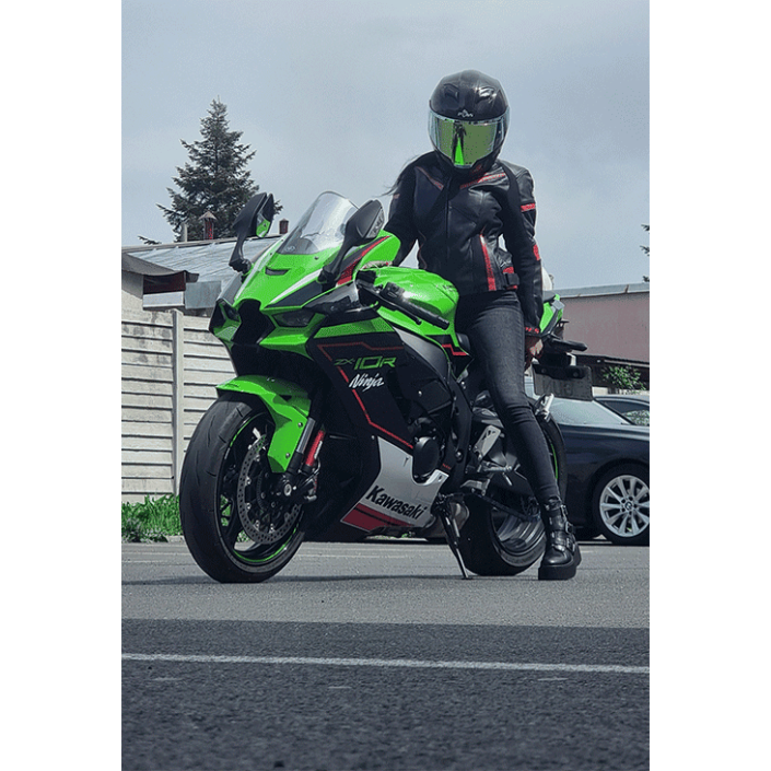 Geacă Moto Damă Piele cu Protecții Nivel 2 – Perfectă pentru Vară și Primăvară, PES, Negru/Roz Geacă Moto Damă Piele cu Protecții Nivel 2 – Perfectă pentru Vară și Primăvară, PES, Negru/Roz