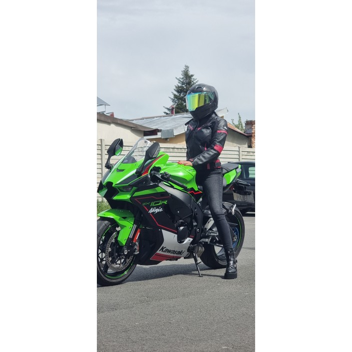 Geacă Moto Damă Piele cu Protecții Nivel 2 – Perfectă pentru Vară și Primăvară, PES, Negru/Roz Geacă Moto Damă Piele cu Protecții Nivel 2 – Perfectă pentru Vară și Primăvară, PES, Negru/Roz