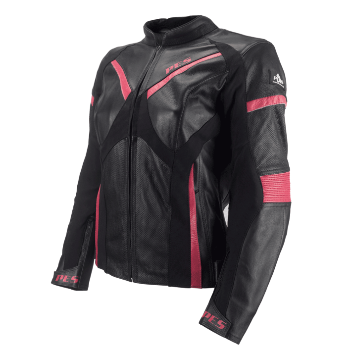 Geacă Moto Damă Piele cu Protecții Nivel 2 – Perfectă pentru Vară și Primăvară, PES, Negru/Roz Geacă Moto Damă Piele cu Protecții Nivel 2 – Perfectă pentru Vară și Primăvară, PES, Negru/Roz