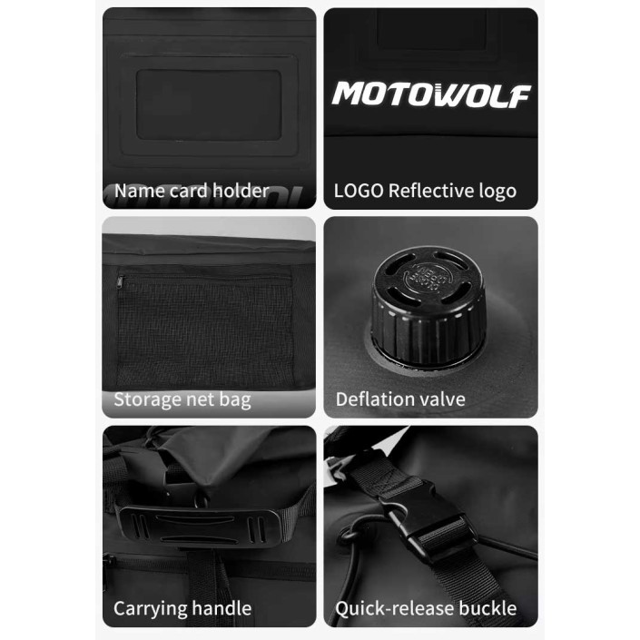 Geantă moto MOTOWOLF 37L impermeabilă – codiță, rucsac și geantă de mână
