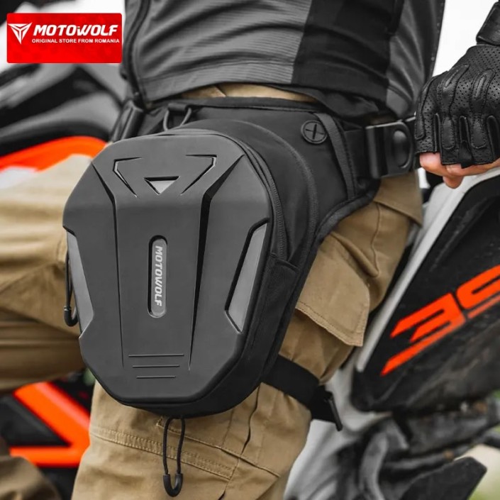 Geantă de picior/umar moto Motowolf, extensibilă, hardshell, eliberare rapida, negru 