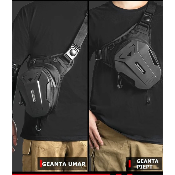 Geantă de picior/umar moto Motowolf, extensibilă, hardshell, eliberare rapida, negru 