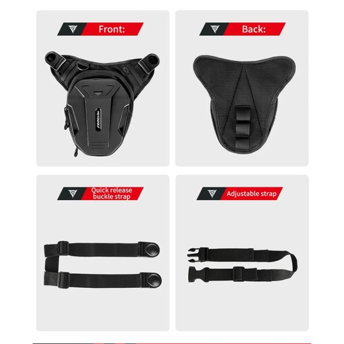 Geantă de picior/umar moto Motowolf, extensibilă, hardshell, eliberare rapida, negru 