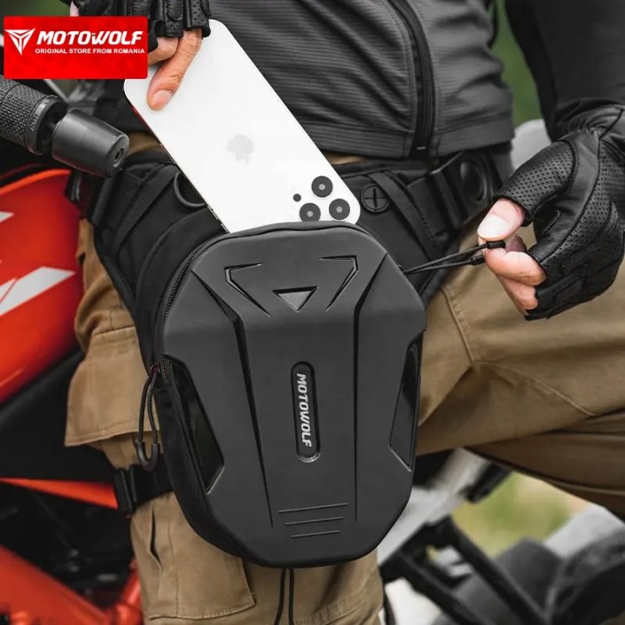 Geantă de picior/umar moto Motowolf, extensibilă, hardshell, eliberare rapida, negru 