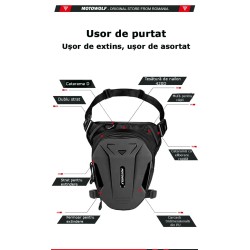 Geantă de picior/umar moto Motowolf, extensibilă, hardshell, eliberare rapida, negru 