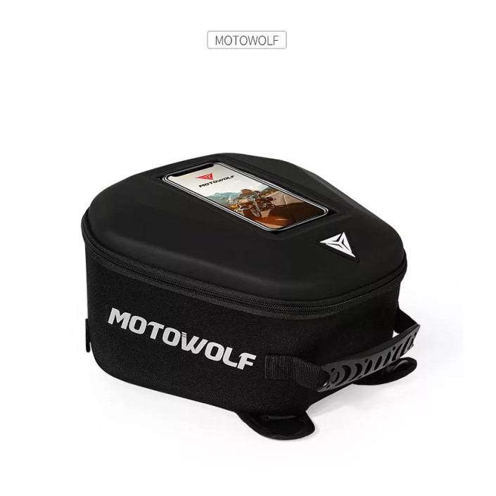 Geanta rezervor moto Motowolf, impermeabila, prindere universala, buzunar transparent telefon, tank bag include 2 tipuri de prindere