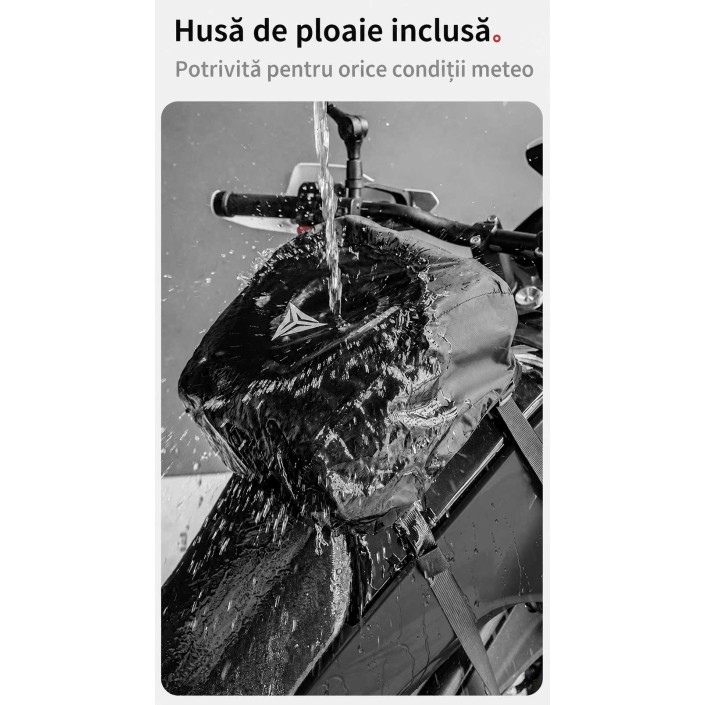 Geantă rezervor moto Motowolf MB10 8 L, magnetică, cu chingi, buzunar telefon și husă de ploaie Geantă rezervor moto Motowolf MB10 8 L, magnetică, cu chingi, buzunar telefon și husă de ploaie