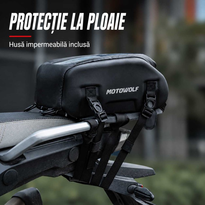 Geantă rezervor moto Motowolf MB10 8 L, magnetică, cu chingi, buzunar telefon și husă de ploaie Geantă rezervor moto Motowolf MB10 8 L, magnetică, cu chingi, buzunar telefon și husă de ploaie