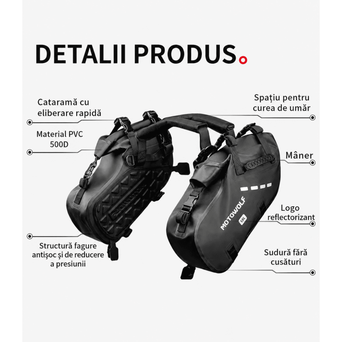 Set genți laterale moto Motowolf MB2 28L impermeabile Set genți laterale moto Motowolf MB2 28L impermeabile