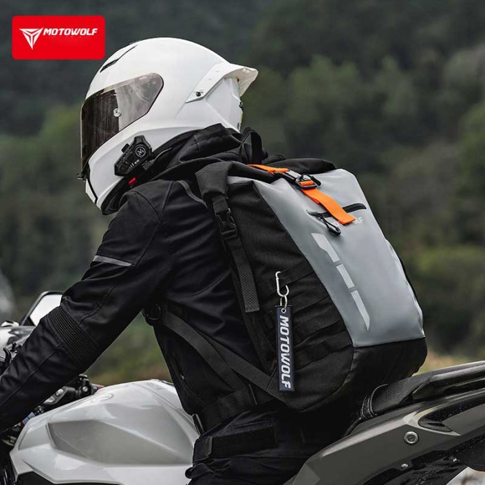 Ghiozdan Moto Impermeabil Motowolf, Capacitate Mare, PVC 500D, Benzi Reflectorizante, Roll-Top