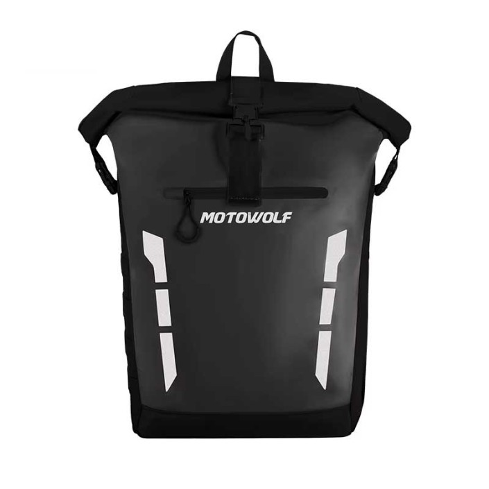 Ghiozdan Moto Impermeabil Motowolf, Capacitate Mare, PVC 500D, Benzi Reflectorizante, Roll-Top