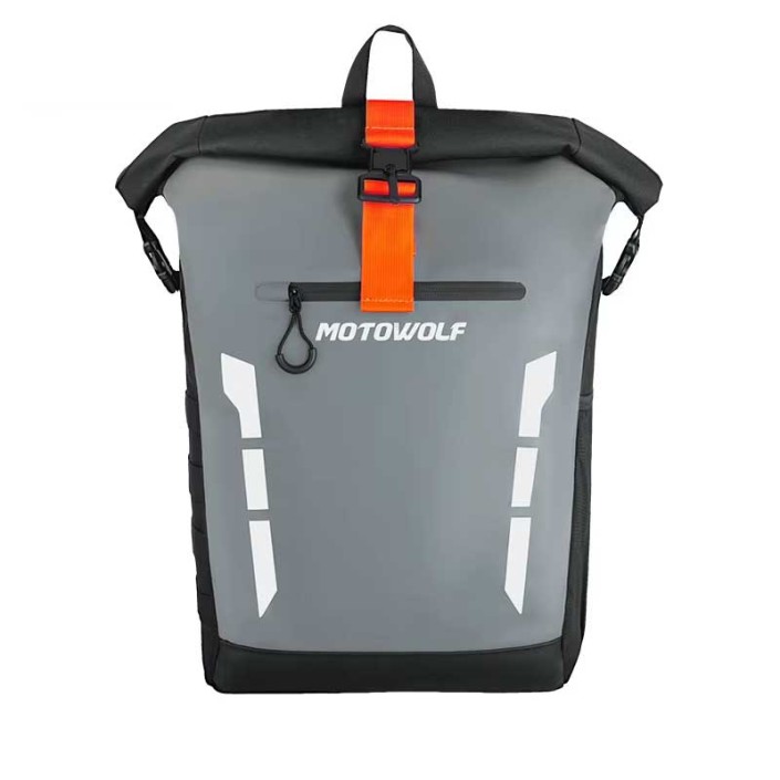Ghiozdan Moto Impermeabil Motowolf, Capacitate Mare, PVC 500D, Benzi Reflectorizante, Roll-Top