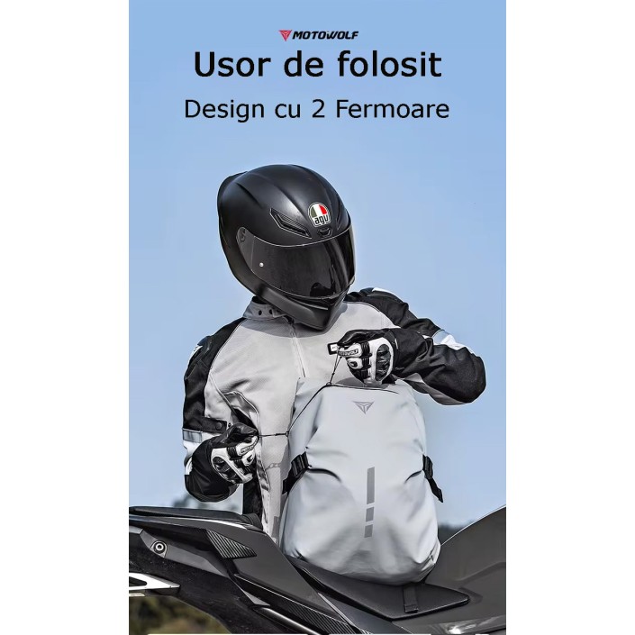 Ghiozdan Moto Impermeabil Motowolf, Capacitate Mare, Extensibil, Ideal pentru Depozitarea Căștii și Bagajelor, Negru Ghiozdan Moto Impermeabil Motowolf, Capacitate Mare, Extensibil, Ideal pentru Depozitarea Căștii și Bagajelor, Negru