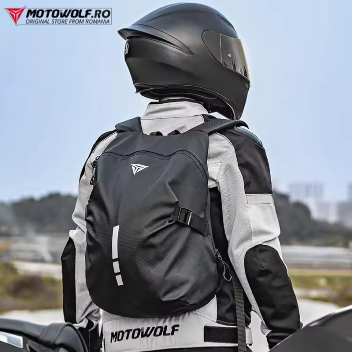 Ghiozdan Moto Impermeabil Motowolf, Capacitate Mare, Extensibil, Ideal pentru Depozitarea Căștii și Bagajelor, Negru Ghiozdan Moto Impermeabil Motowolf, Capacitate Mare, Extensibil, Ideal pentru Depozitarea Căștii și Bagajelor, Negru