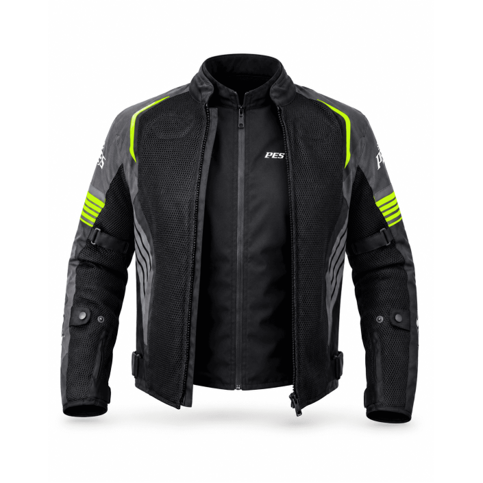 Geacă Moto de Vară PES Grand Air 2.0 cu Protecții CE Level 2 | Membrană Impermeabilă 3 în 1 | Certificare AA, Verde