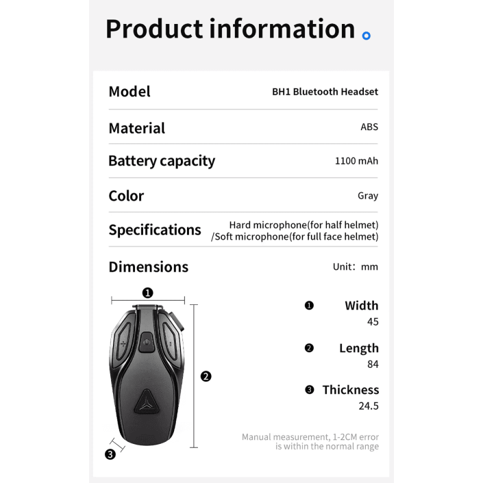 Sistem Comunicare Moto Motowolf BH1 Bluetooth 5.4, Difuzoare 40mm, Baterie 1100mAh, Noise Canceling ENC, Waterproof IP67 Sistem Comunicare Moto Motowolf BH1 Bluetooth 5.4, Difuzoare 40mm, Baterie 1100mAh, Noise Canceling ENC, Waterproof IP67