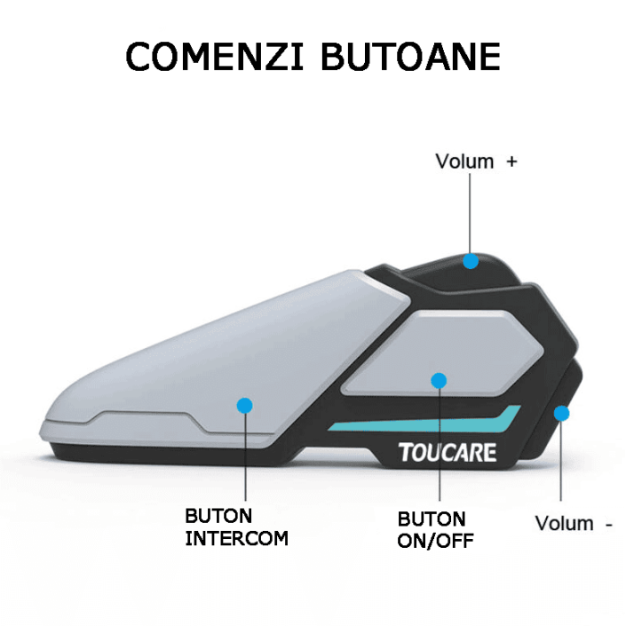 Sistem de comunicare moto Toucare T10, conexiune 4 rideri, Bluethoot 5.1, Universal intercom, Noise cancel, difuzoare 40 mm Sistem de comunicare moto Toucare T10, conexiune 4 rideri, Bluethoot 5.1, Universal intercom, Noise cancel, difuzoare 40 mm