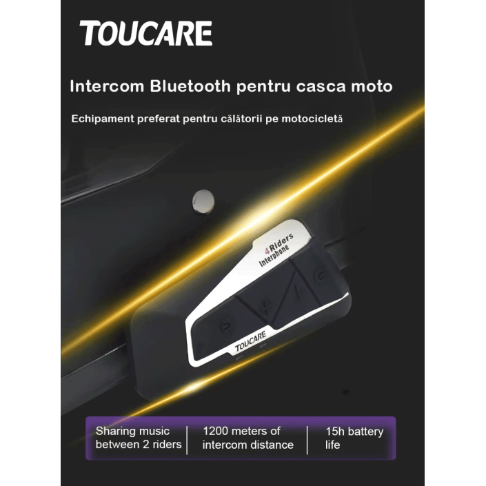 Sistem de comunicare moto intercom Toucare T9S-4, noise cancel, difuzoare HI-FI, Radio FM, bluethoot 5.0, conferinta cu 8 rideri, conectivitate simultana cu 2 device-uri, combatibil cu SENA,CARDO Sistem de comunicare moto intercom Toucare T9S-4, noise cancel, difuzoare HI-FI, Radio FM, bluethoot 5.0, conferinta cu 8 rideri, conectivitate simultana cu 2 device-uri, combatibil cu SENA,CARDO